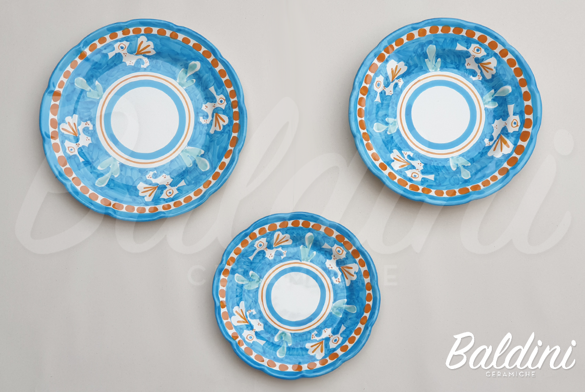 Tris Piatti tipo Vietri Animaletti Vietri