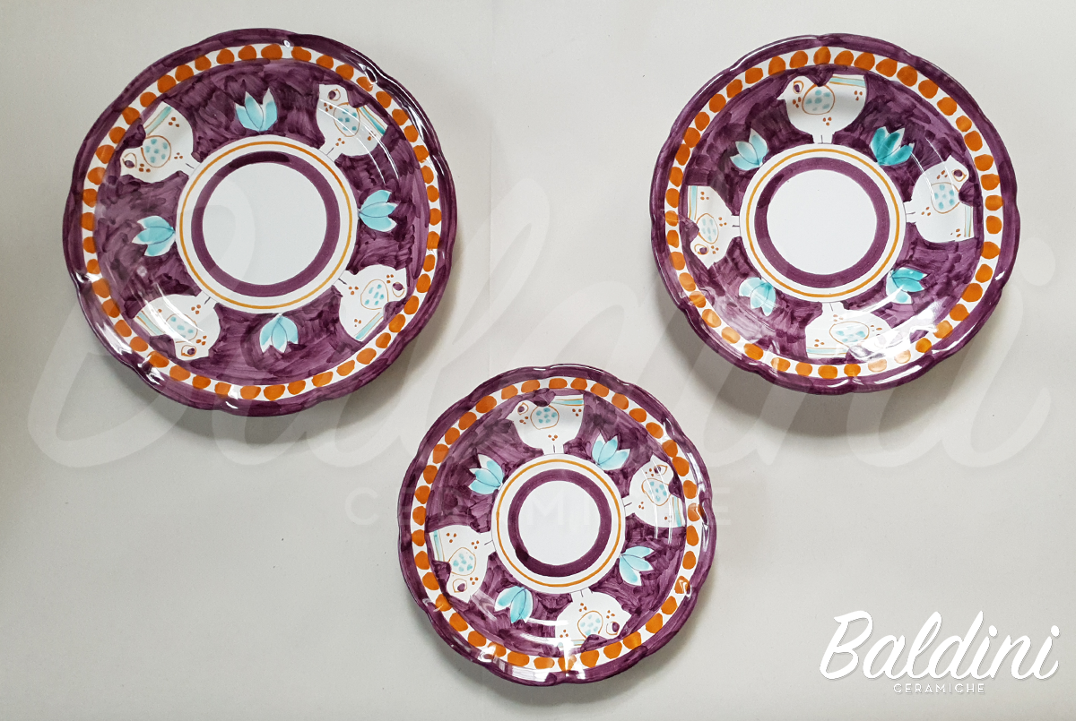 Tris Piatti tipo Vietri Animaletti Vietri