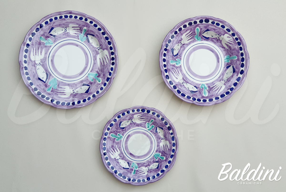 Tris Piatti tipo Vietri Animaletti Vietri